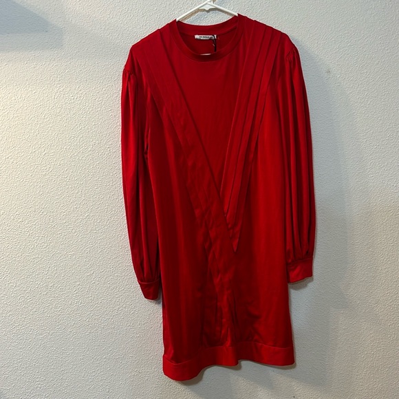 NWT Zara Trafaluc red midi long sleeve dress size medium - Picture 1 of 7
